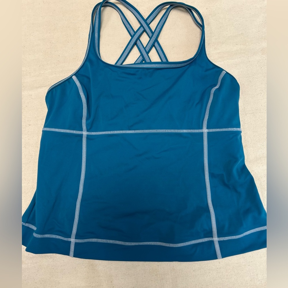 Women's Land’s End TealBlue Strappy Swim TankiniTop  Size10P. Ex condition.